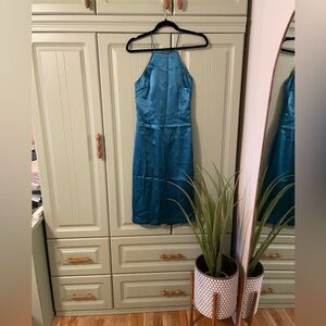 Lulu’s High Neck, Low Back Dress - Size XS - Turquoise